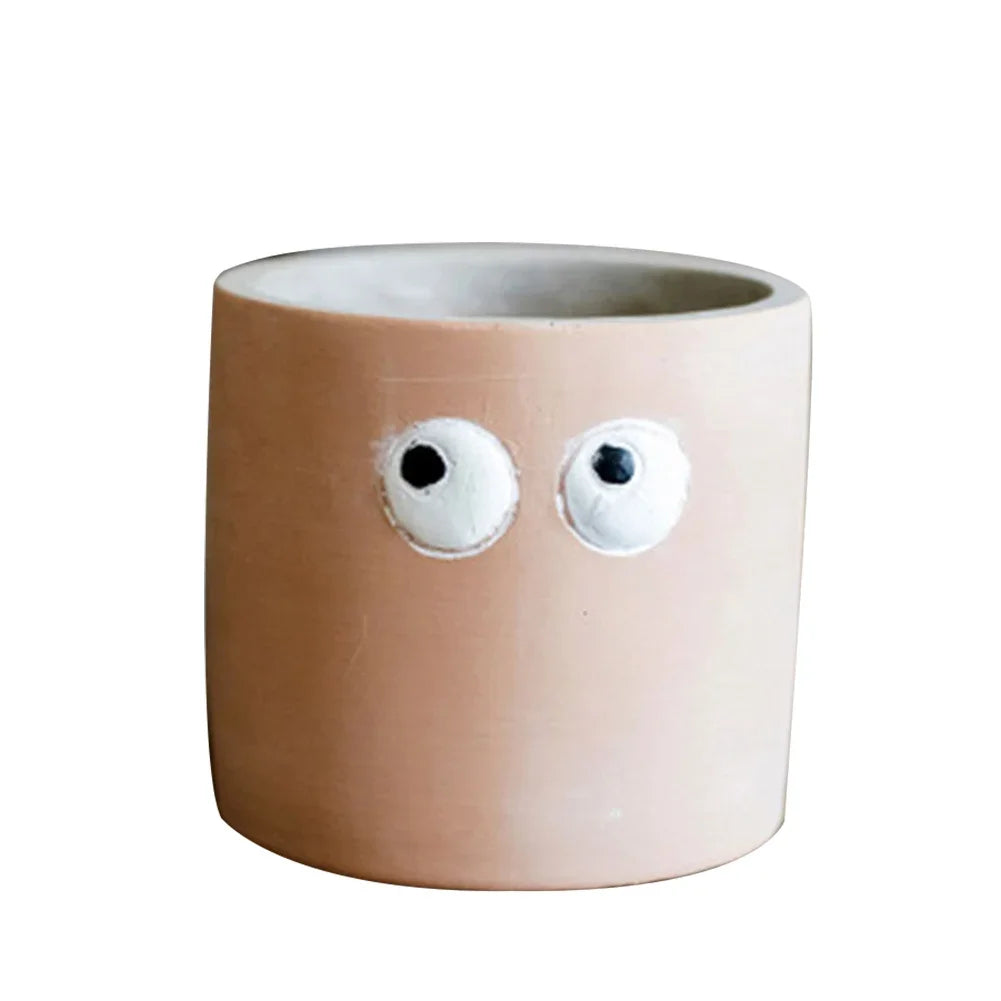 Cute Big Eye Cement Flower Pots, Table Top Fleshy Potted Plants, Creative Anime Green Plant Vases, Home Decor Plant Accessories