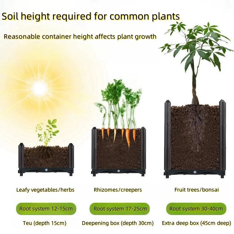 Caja grande para plantar verduras de jardín y balcón, maceta cuadrada reutilizable ensamblada para cultivo de flores, equipo para plantar en el patio del hogar