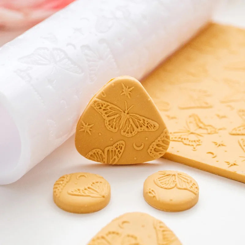 Texture Roller,Pottery Stamps for Polymer Clay Earrings Jewelry, Embossing Pottery Texture Rollers for Jewelry Making