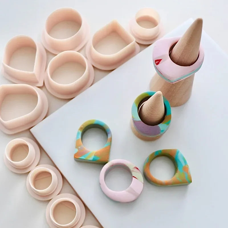 Soft Pottery Ring Cutting Mold Different Ring Sizes Polymer Clay Cutter DIY Handmade Ring Valentine's Day Gift Pottery Tools