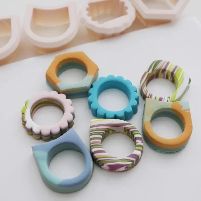Soft Pottery Ring Cutting Mold Different Ring Sizes Polymer Clay Cutter DIY Handmade Ring Valentine's Day Gift Pottery Tools