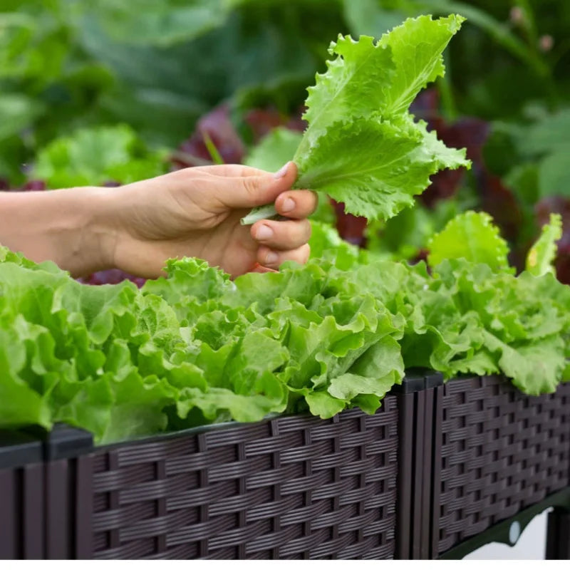 Caja grande para plantar verduras de jardín y balcón, maceta cuadrada reutilizable ensamblada para cultivo de flores, equipo para plantar en el patio del hogar