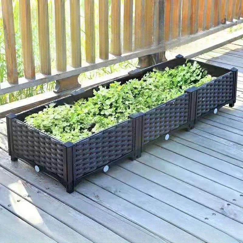 Caja grande para plantar verduras de jardín y balcón, maceta cuadrada reutilizable ensamblada para cultivo de flores, equipo para plantar en el patio del hogar