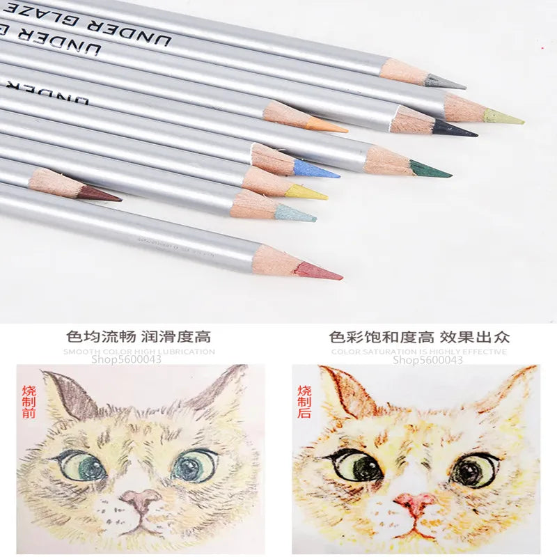 Lápiz de color bajo vidriado de arte cerámico, herramienta de elemento de pintura de color para pintura artesanal, bolígrafo en polvo de esmalte pintado a mano
