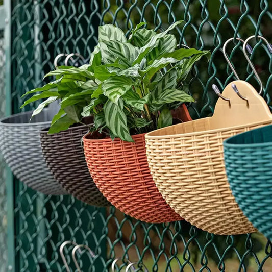 Maceta exquisita de plástico para colgar en la pared, cesta para colgar en la pared, maceta para jardín al aire libre, balcón, cubo, decoración del hogar, nuevo