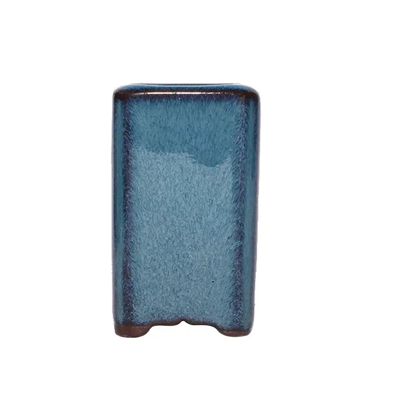 Maceta de pulgar suculenta, planta en maceta de cerámica de arcilla púrpura, mini maceta esmaltada azul interior minimalista linda y creativa
